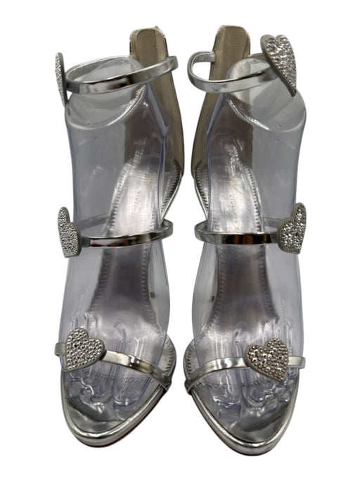 Giuseppe Zanotti Shoe Size 38 Silver Patent Leather Almond Toe Hearts Pumps Silver / 38