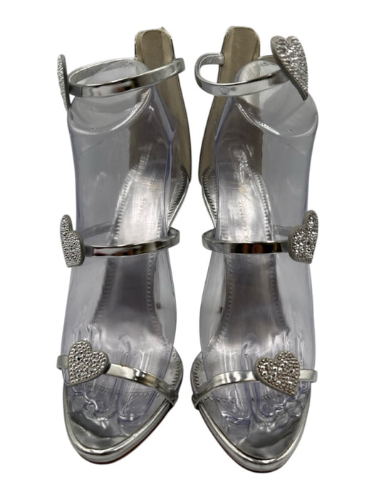 Giuseppe Zanotti Shoe Size 38 Silver Patent Leather Almond Toe Hearts Pumps Silver / 38