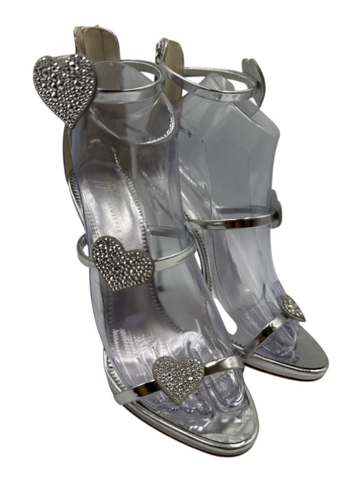 Giuseppe Zanotti Shoe Size 38 Silver Patent Leather Almond Toe Hearts Pumps Silver / 38