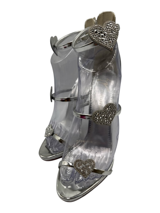 Giuseppe Zanotti Shoe Size 38 Silver Patent Leather Almond Toe Hearts Pumps Silver / 38