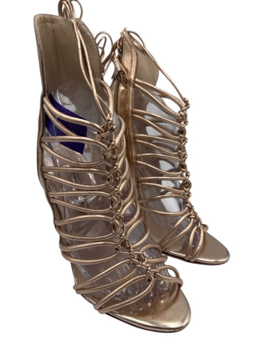 Sophia Webster Shoe Size 39 Rose Gold Leather Side Zip Caged Open Toe Pumps Rose Gold / 39