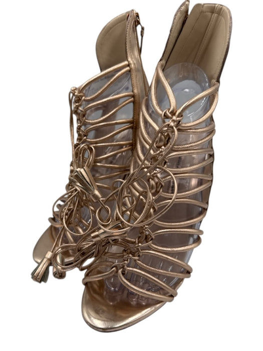 Sophia Webster Shoe Size 39 Rose Gold Leather Side Zip Caged Open Toe Pumps Rose Gold / 39
