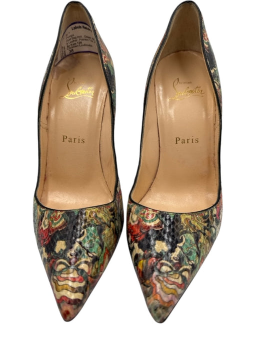 Christian Louboutin Shoe Size 38 Green, Black, Red Python & Leather Pumps Green, Black, Red / 38