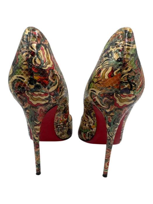 Christian Louboutin Shoe Size 38 Green, Black, Red Python & Leather Pumps Green, Black, Red / 38