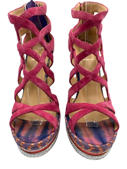 Christian Louboutin Shoe Size 37 Pink, Purple, Silver Leather Suede Espadrille Pink, Purple, Silver / 37