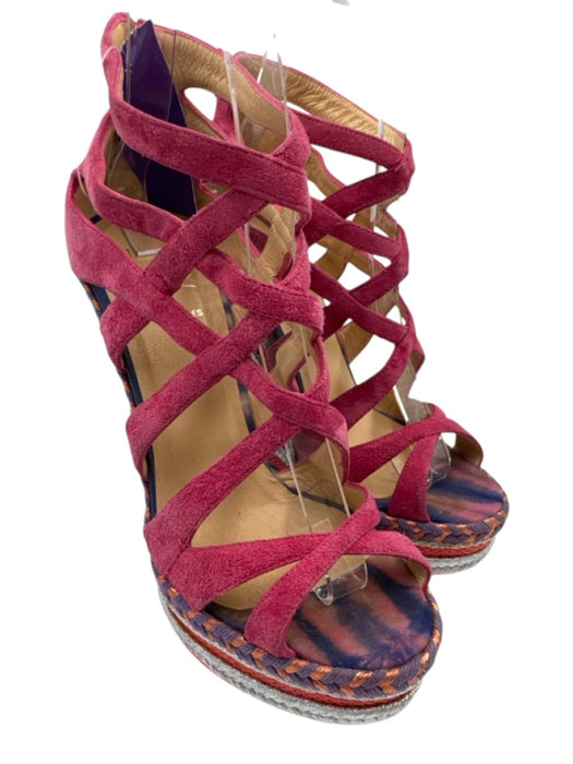 Christian Louboutin Shoe Size 37 Pink, Purple, Silver Leather Suede Espadrille Pink, Purple, Silver / 37