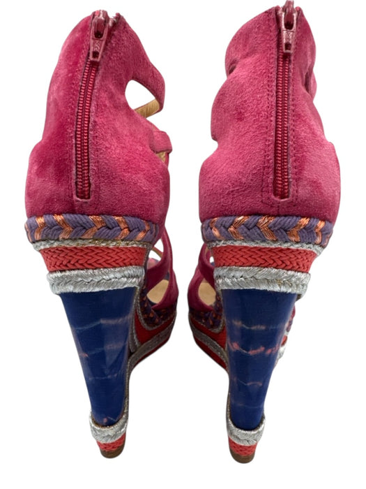 Christian Louboutin Shoe Size 37 Pink, Purple, Silver Leather Suede Espadrille Pink, Purple, Silver / 37