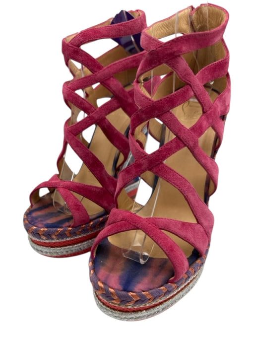 Christian Louboutin Shoe Size 37 Pink, Purple, Silver Leather Suede Espadrille Pink, Purple, Silver / 37