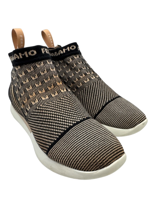 Salvatore Ferragamo Shoe Size 38 Black & Tan Synthetic Round Toe Sock Sneakers Black & Tan / 38