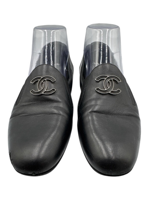 Chanel Shoe Size 38 Black Lamb leather Almond Toe Interlocking CC Loafers Black / 38