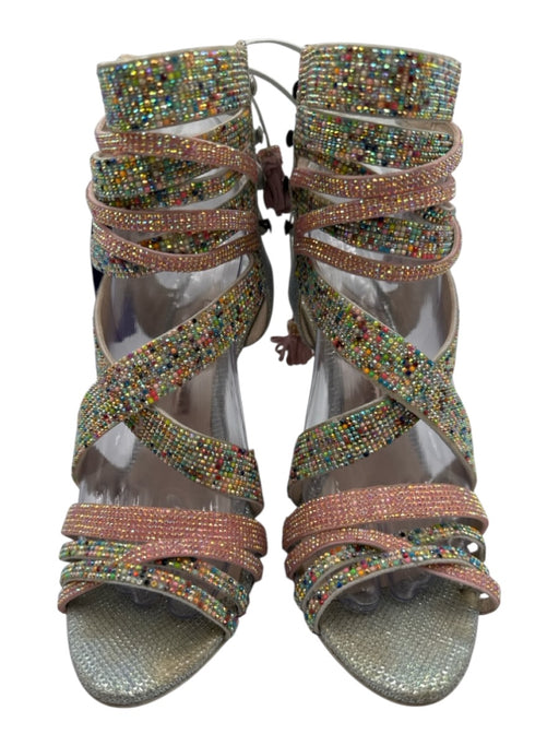 Sophia Webster Shoe Size 38.5 Pink, Blue, Green Leather open toe Beaded Pumps Pink, Blue, Green / 38.5