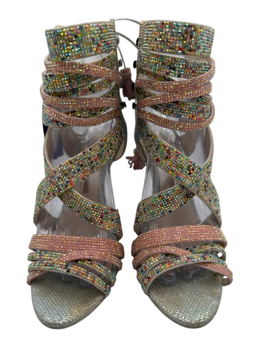Sophia Webster Shoe Size 38.5 Pink, Blue, Green Leather open toe Beaded Pumps Pink, Blue, Green / 38.5