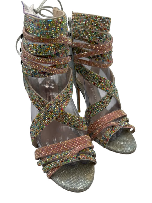 Sophia Webster Shoe Size 38.5 Pink, Blue, Green Leather open toe Beaded Pumps Pink, Blue, Green / 38.5