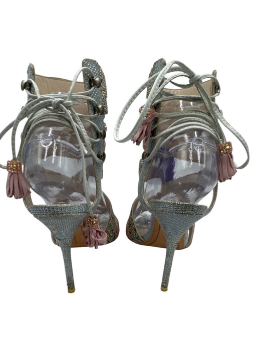 Sophia Webster Shoe Size 38.5 Pink, Blue, Green Leather open toe Beaded Pumps Pink, Blue, Green / 38.5