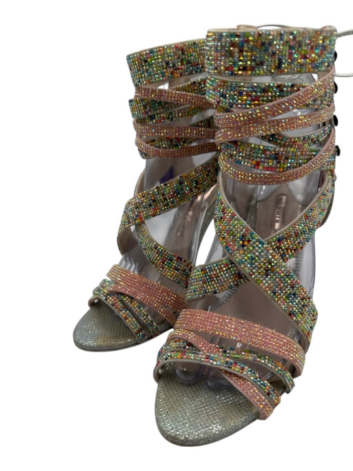 Sophia Webster Shoe Size 38.5 Pink, Blue, Green Leather open toe Beaded Pumps Pink, Blue, Green / 38.5