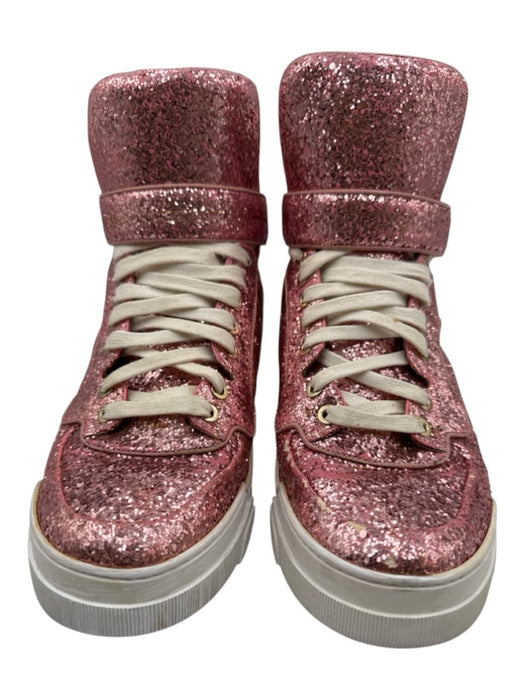 Givenchy Shoe Size 38 Pink Leather Upper Lace Up Glitter High Top Sneakers Pink / 38