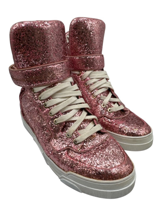 Givenchy Shoe Size 38 Pink Leather Upper Lace Up Glitter High Top Sneakers Pink / 38