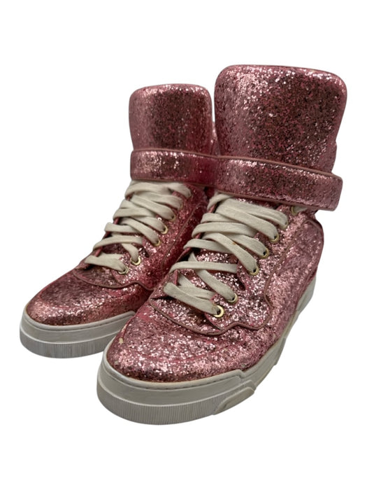 Givenchy Shoe Size 38 Pink Leather Upper Lace Up Glitter High Top Sneakers Pink / 38