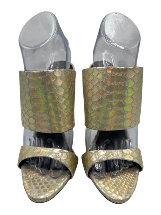 Giuseppe Zanotti Shoe Size 38 Iridescent Cream Leather open toe Toe Strap Pumps Iridescent Cream / 38