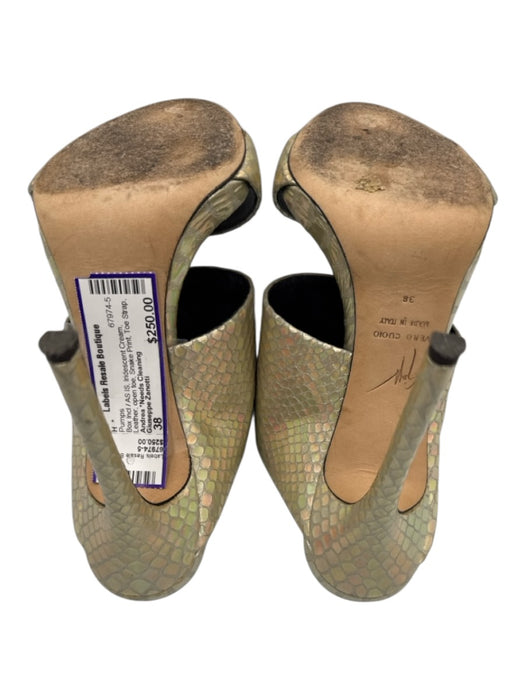 Giuseppe Zanotti Shoe Size 38 Iridescent Cream Leather open toe Toe Strap Pumps Iridescent Cream / 38