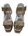 Jimmy Choo Shoe Size 38 Gold Leather open toe Glitter Square Toe Pumps Gold / 38