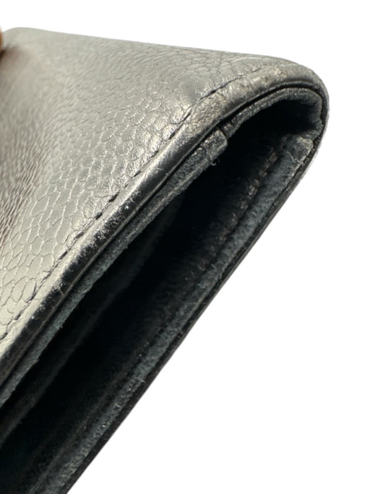 Chanel Black Caviar Leather Snap Button Interlocking CC Bifold Wallets Black