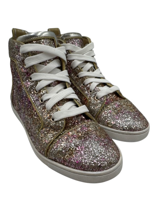 Christian Louboutin Shoe Size 39.5 Pink & Gold Leather Upper Round Toe Sneakers Pink & Gold / 39.5