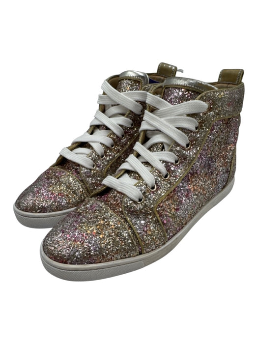 Christian Louboutin Shoe Size 39.5 Pink & Gold Leather Upper Round Toe Sneakers Pink & Gold / 39.5