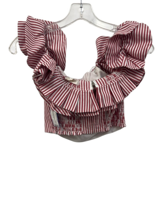 Wayf Size XS/S Red & White Polyester Blend Striped Ruffle Detail Midi Skirt Set Red & White / XS/S