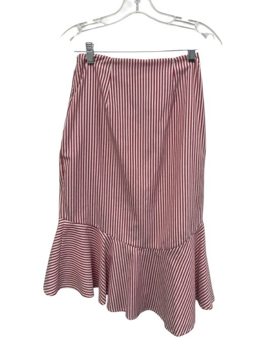 Wayf Size XS/S Red & White Polyester Blend Striped Ruffle Detail Midi Skirt Set Red & White / XS/S