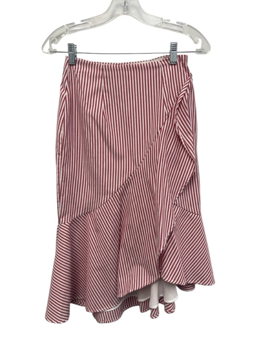 Wayf Size XS/S Red & White Polyester Blend Striped Ruffle Detail Midi Skirt Set Red & White / XS/S