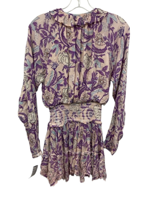 Hemant & Nandita Size XS Pink & Purple Viscose Blend Metallic Thread Dress Pink & Purple / XS