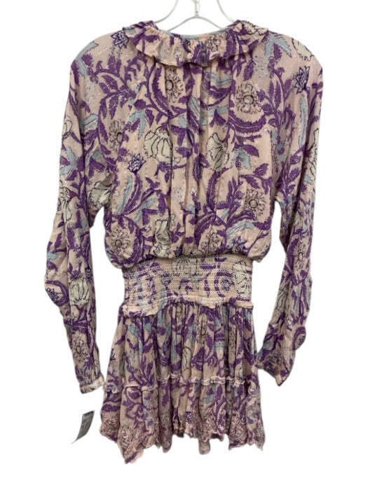 Hemant & Nandita Size XS Pink & Purple Viscose Blend Metallic Thread Dress Pink & Purple / XS