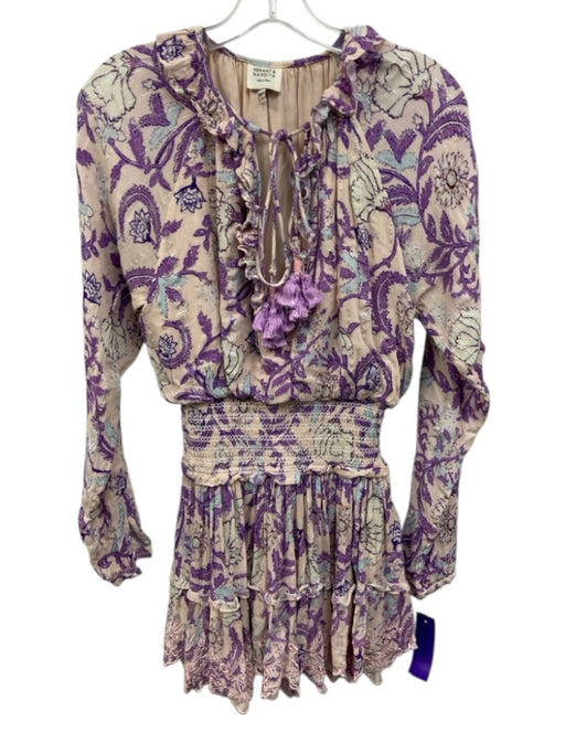 Hemant & Nandita Size XS Pink & Purple Viscose Blend Metallic Thread Dress Pink & Purple / XS