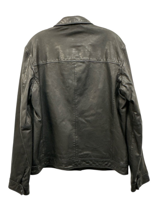 ALLSAINTS NWT Size L Black Leather Solid Zip UP Men's Jacket Black / L