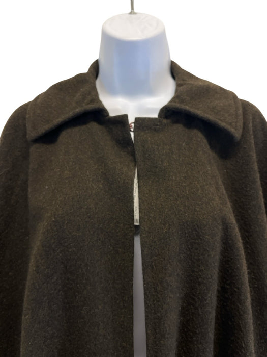 Saint Laurent Rive Gauche Size 38 Dark Brown Wool Collar Hook & Eye Cape Coat Dark Brown / 38