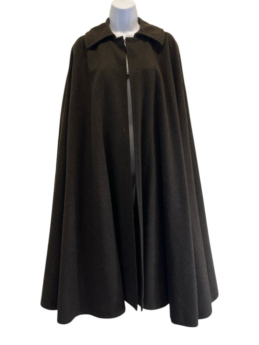 Saint Laurent Rive Gauche Size 38 Dark Brown Wool Collar Hook & Eye Cape Coat Dark Brown / 38