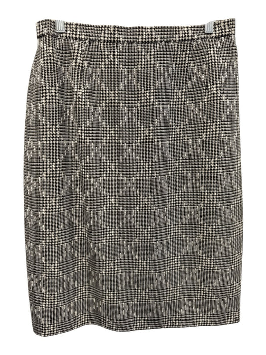 Escada Size 44/42 White, Black, Beige New Wool Blend Hook & Eye Collar Skirt Set White, Black, Beige / 44/42