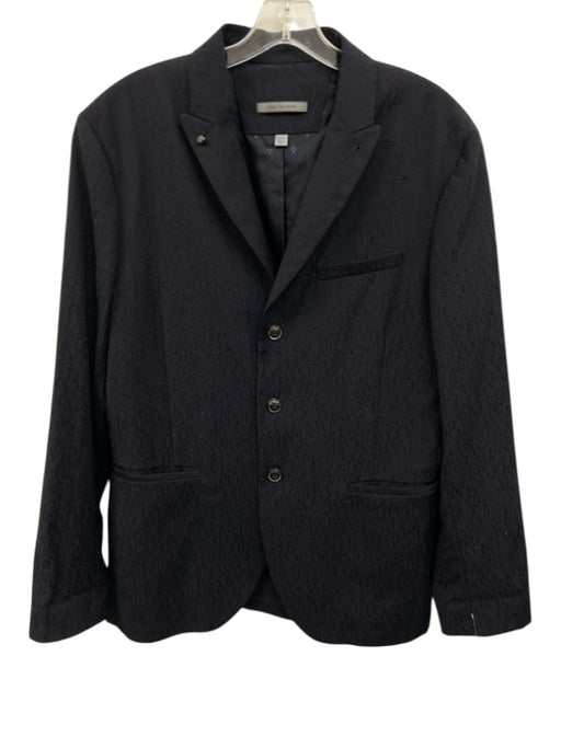 John Varvatos Navy Cotton Blend Cracked Peak Lapel Men's Blazer Navy / 52