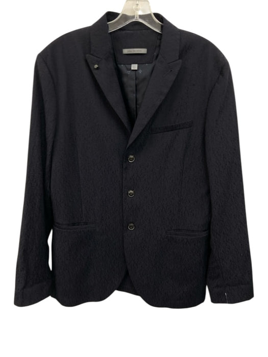 John Varvatos Navy Cotton Blend Cracked Peak Lapel Men's Blazer Navy / 52