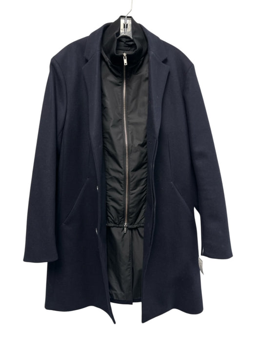 Theory Size L Navy Blue Wool Blend Solid Overcoat Men's Jacket Navy Blue / L