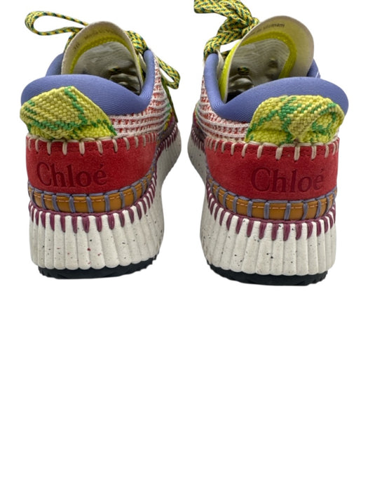 Chloe Shoe Size 36 Multi Color Textile Woven Platform Lace Up Speckled Sneakers Multi Color / 36