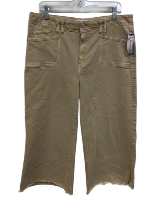 Paige Size 34 Khaki Beige Cotton Blend Denim Ram Button & Zip Fly Wide Leg Jeans Khaki Beige / 34