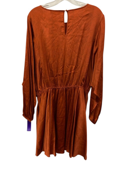 Caballero Size 1X Orange & Brown Viscose Blend Abstract Print Keyhole Back Dress Orange & Brown / 1X