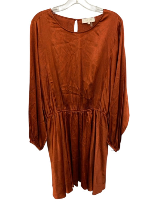 Caballero Size 1X Orange & Brown Viscose Blend Abstract Print Keyhole Back Dress Orange & Brown / 1X