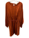 Caballero Size 1X Orange & Brown Viscose Blend Abstract Print Keyhole Back Dress Orange & Brown / 1X