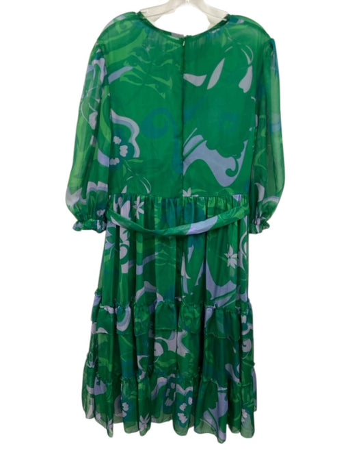 Mac Duggal Size XL Green & Purple Polyester Sheer Overlay Tiered Dress Green & Purple / XL