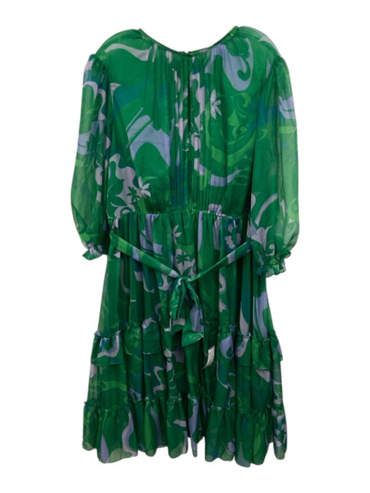 Mac Duggal Size XL Green & Purple Polyester Sheer Overlay Tiered Dress Green & Purple / XL