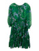 Mac Duggal Size XL Green & Purple Polyester Sheer Overlay Tiered Dress Green & Purple / XL