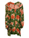 Farm for Anthropologie Size 2X Green & Pink Viscose Floral Ruffle Detail Dress Green & Pink / 2X